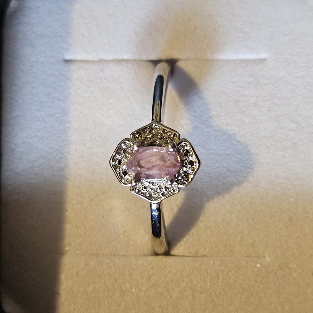 .925 Pink Topaz Adjustable Ring